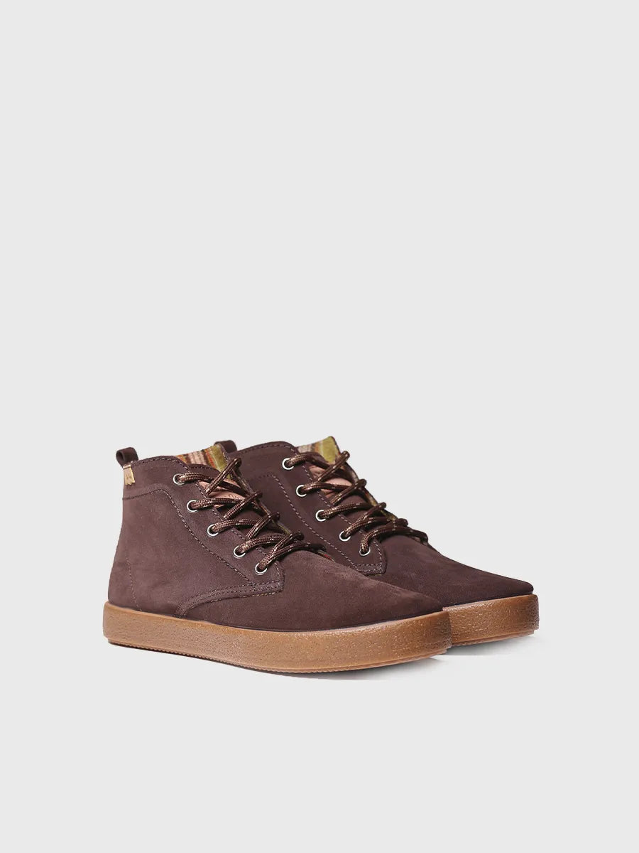 Men's lace-up ankle boot in split leather