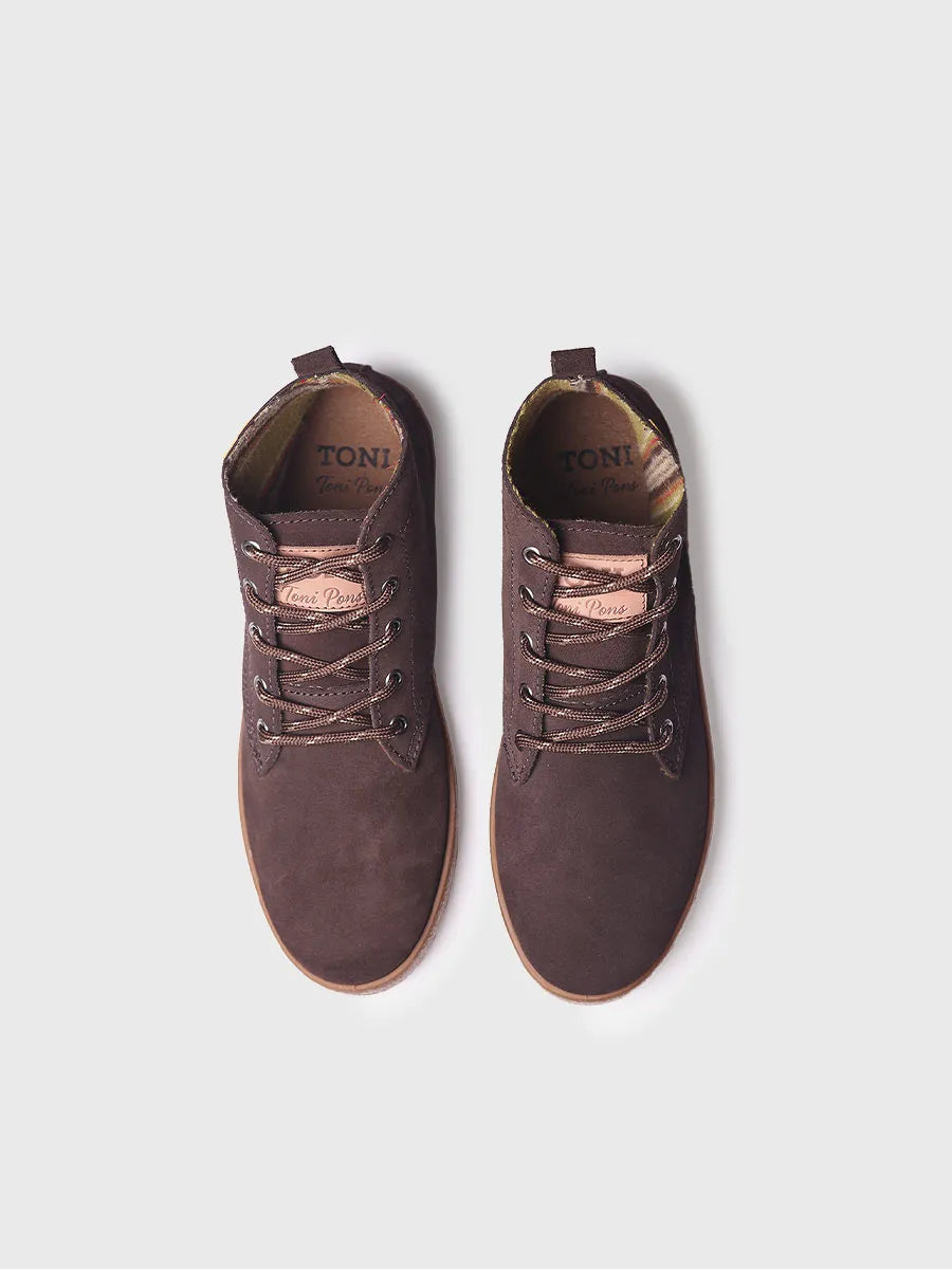 Men's lace-up ankle boot in split leather