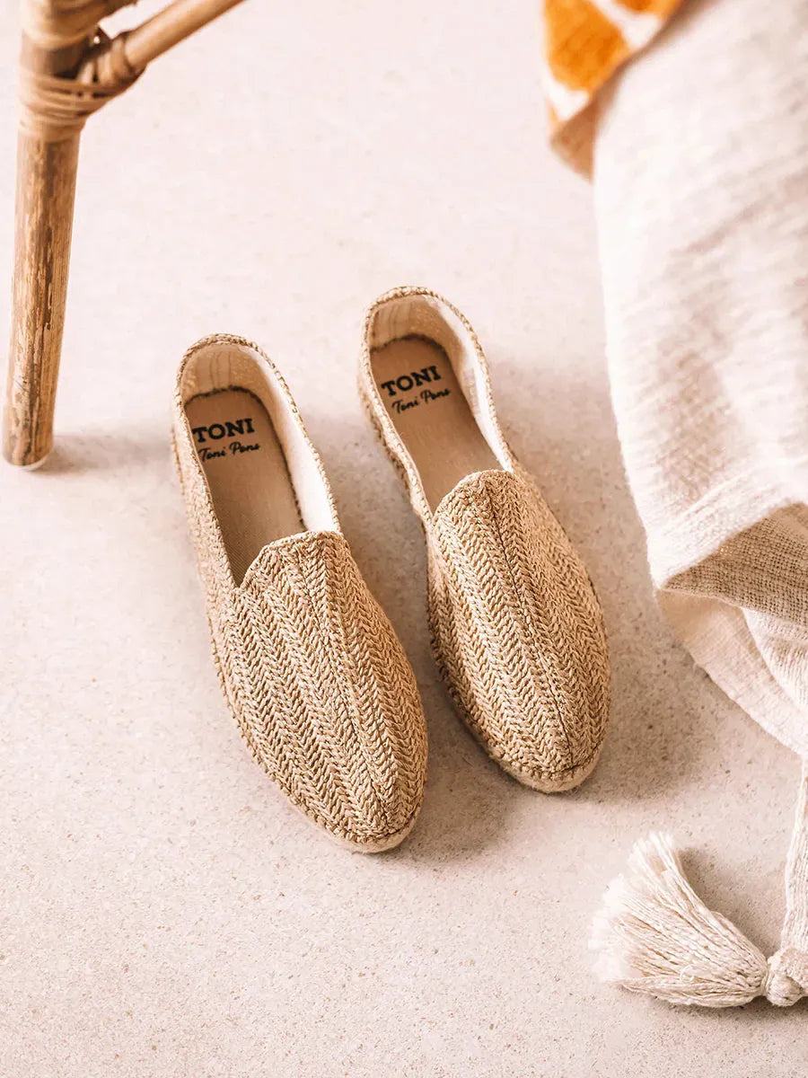 Espadrilles fermées pour homme et raphia avec semelle en jute