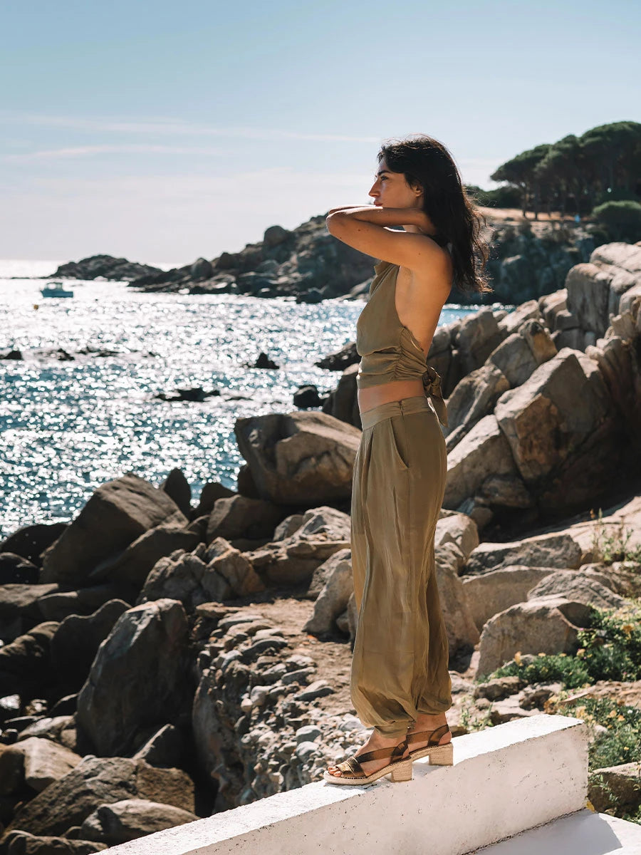  - Alpargata de mujer con tacón ancho y elásticos metalizados | DAMA  - Toni Pons  