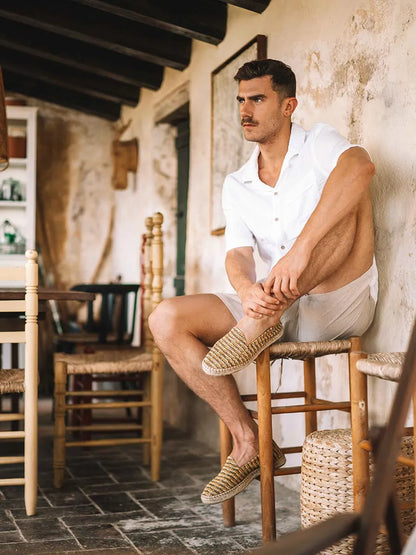 Closed espadrille for men in raffia