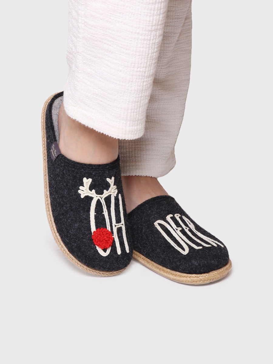 Slippers para mujer en fieltro en Crudo | DELI-DR