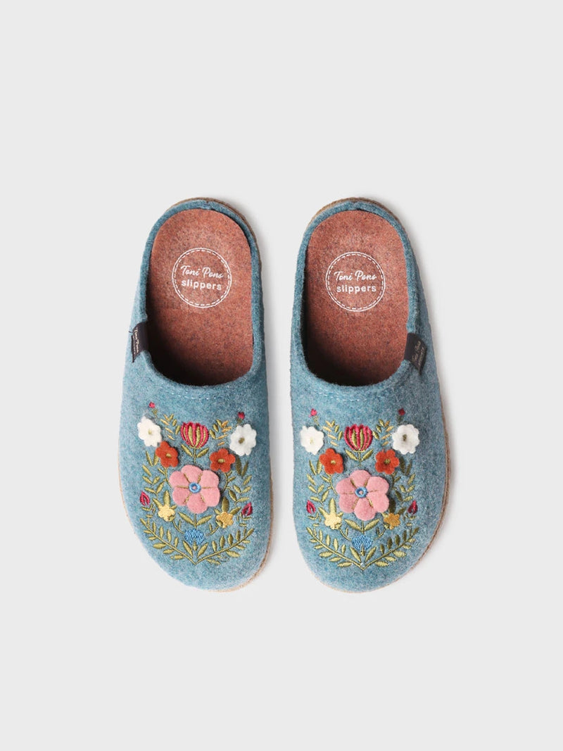 Zapatillas de casa mujer - Slippers para mujer en fieltro con flores | DELI-EF  - Toni Pons  