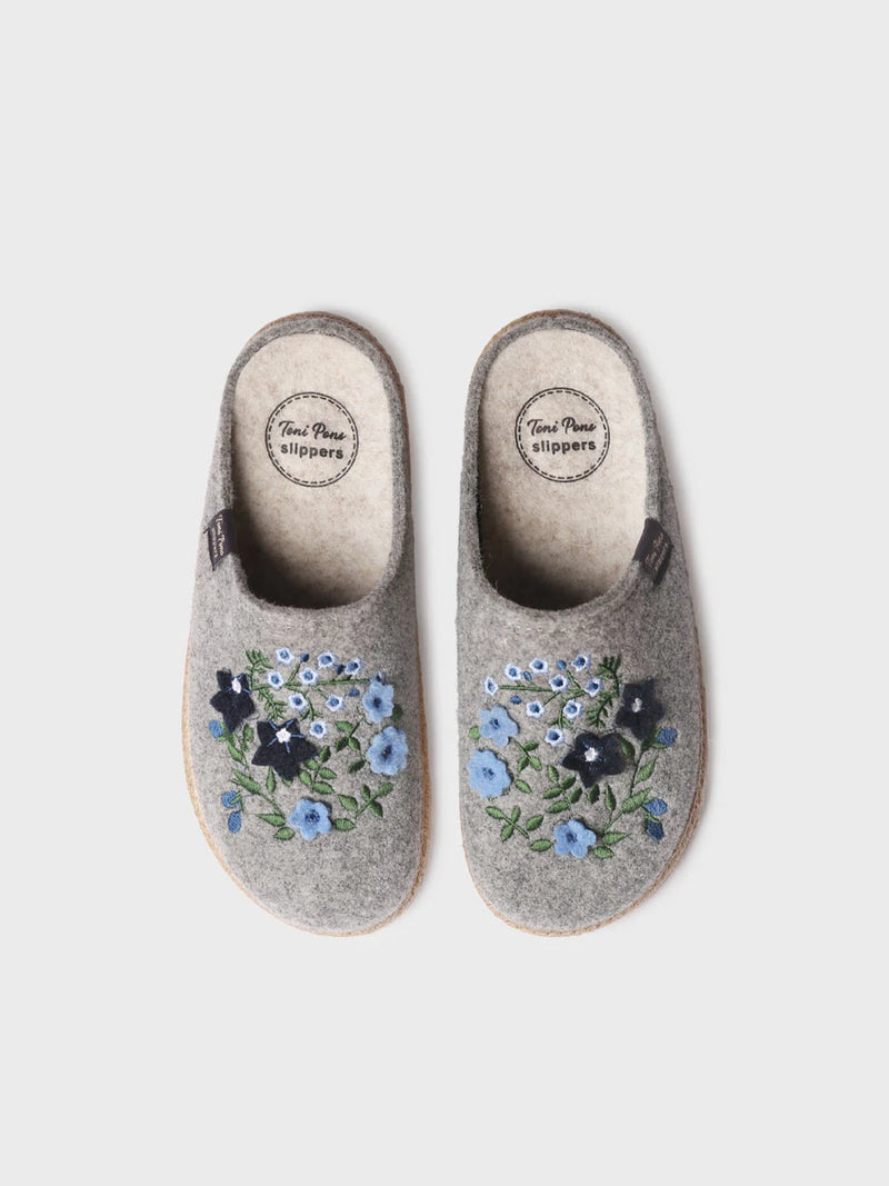 Zapatillas de casa mujer - Slippers para mujer en fieltro con flores | DELI-EF  - Toni Pons  