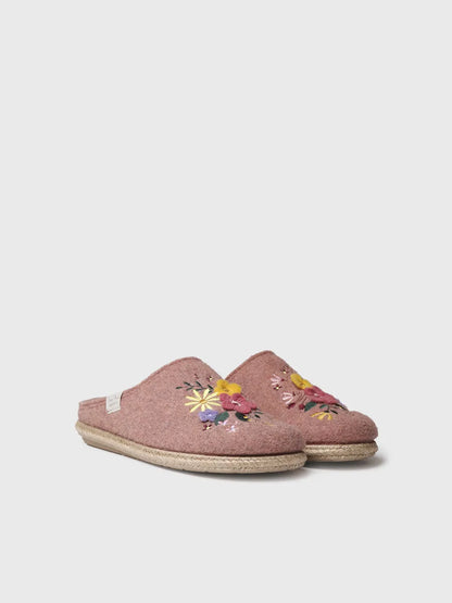 Chaussons pour femmes en feutre avec fleurs 