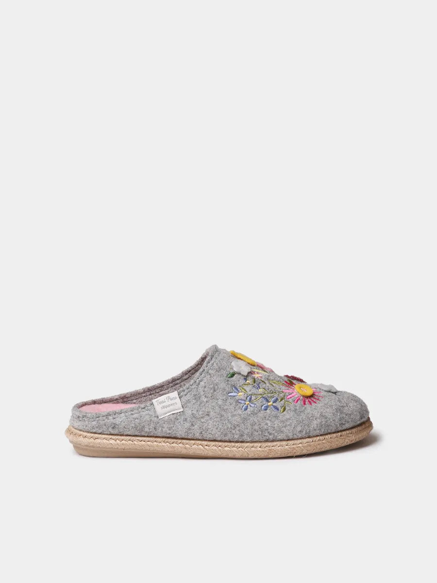 Zapatillas de casa mujer - Slippers para mujer en fieltro con flores | DELI-EF  - Toni Pons  