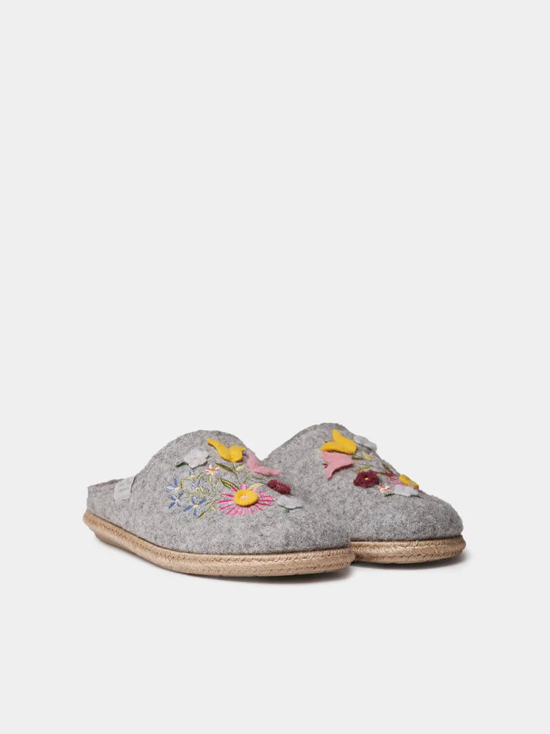 Zapatillas de casa mujer - Slippers para mujer en fieltro con flores | DELI-EF  - Toni Pons  