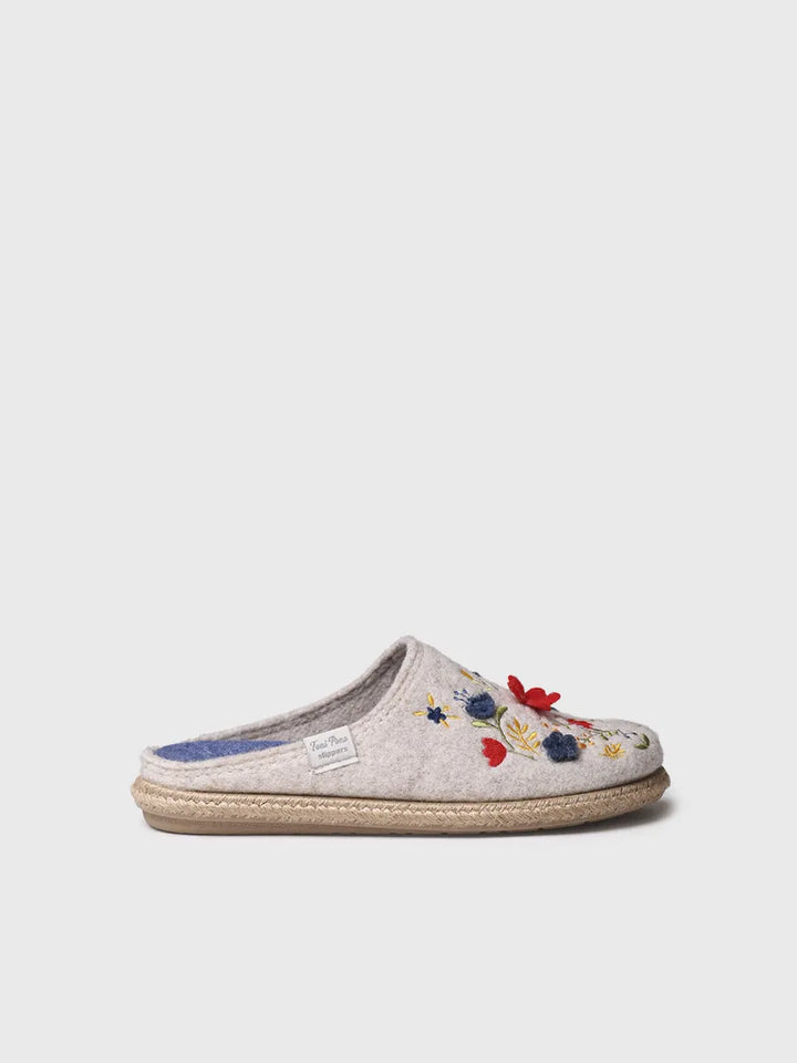 zapatillas de casa mujer - Slippers para mujer en fieltro con flores | DELI-EF  - Toni Pons  