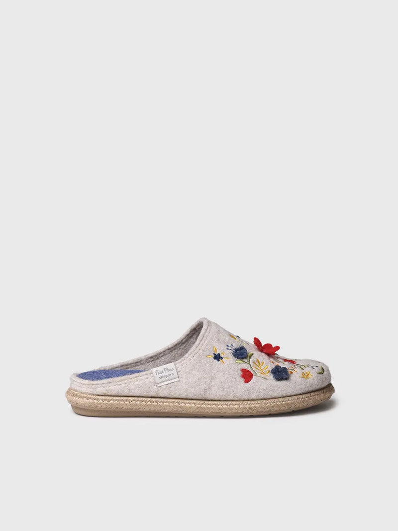 zapatillas de casa mujer - Slippers para mujer en fieltro con flores | DELI-EF  - Toni Pons  