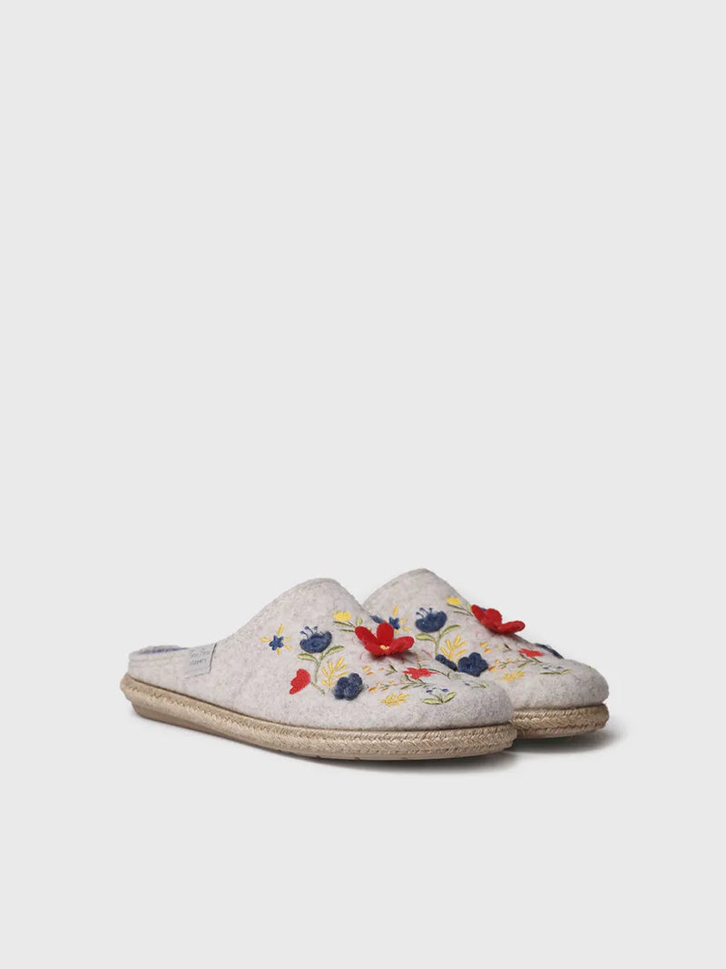 zapatillas de casa mujer - Slippers para mujer en fieltro con flores | DELI-EF  - Toni Pons  