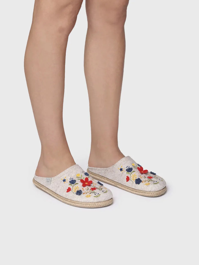 zapatillas de casa mujer - Slippers para mujer en fieltro con flores | DELI-EF  - Toni Pons  