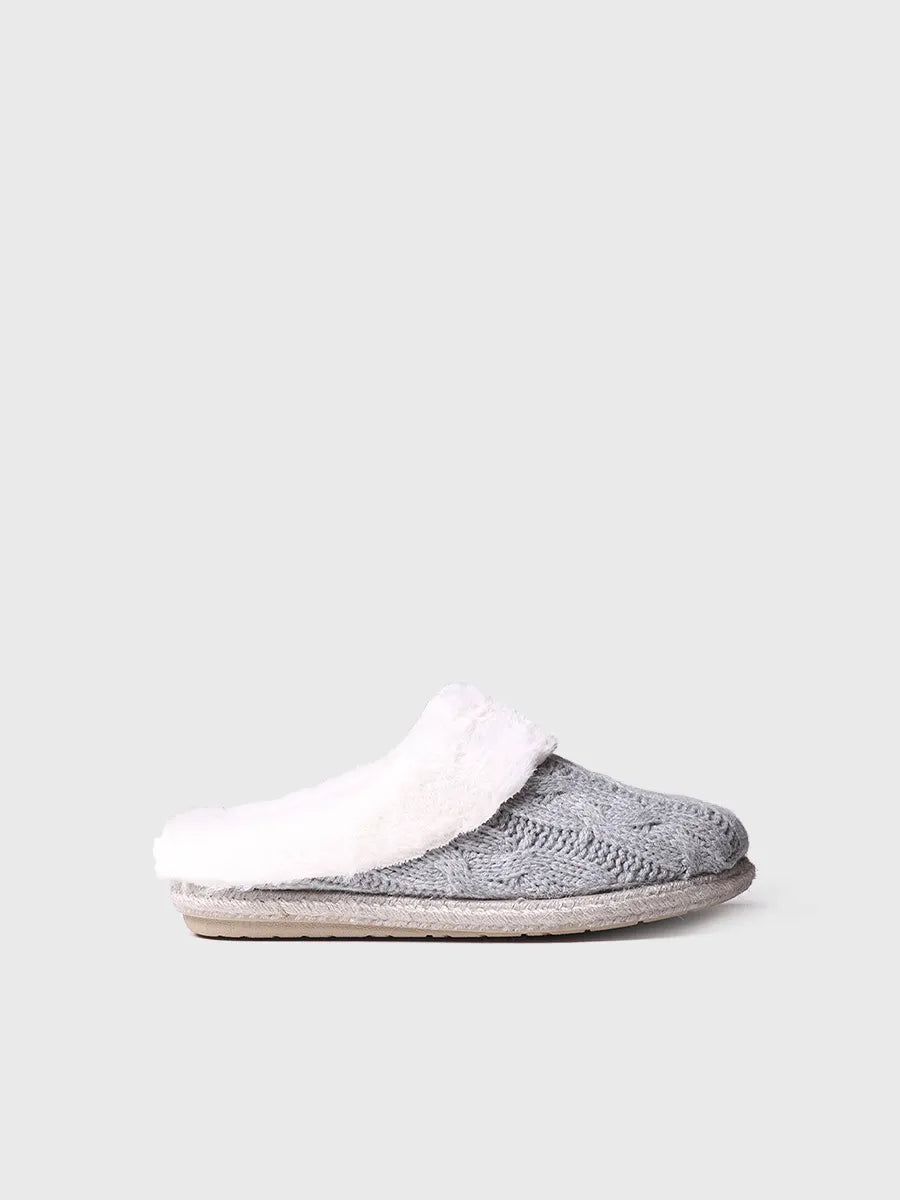 Slippers para mujer en tejido trenzado y pelo sintético - DELI-SC