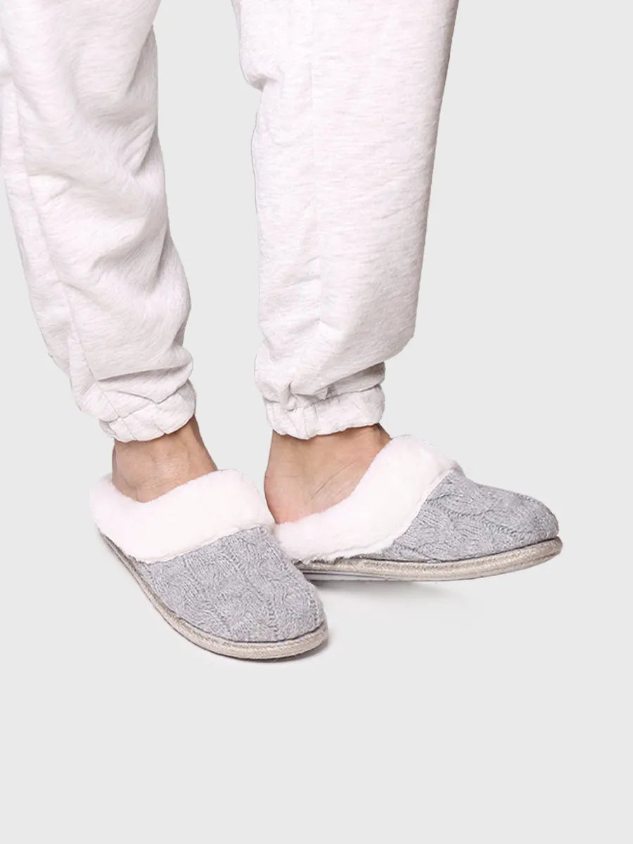 Slippers per a dona en teixit trenat i pèl sintètic - DELI-SC