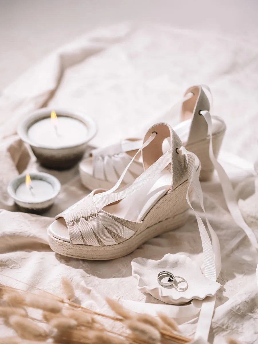 Bridal espadrilles in cotton fabric