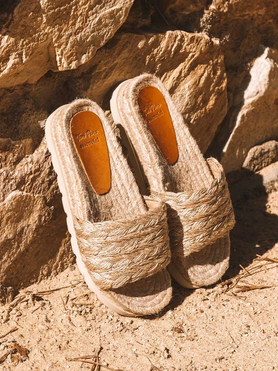 Sandales ouvertes pour femme en jute 