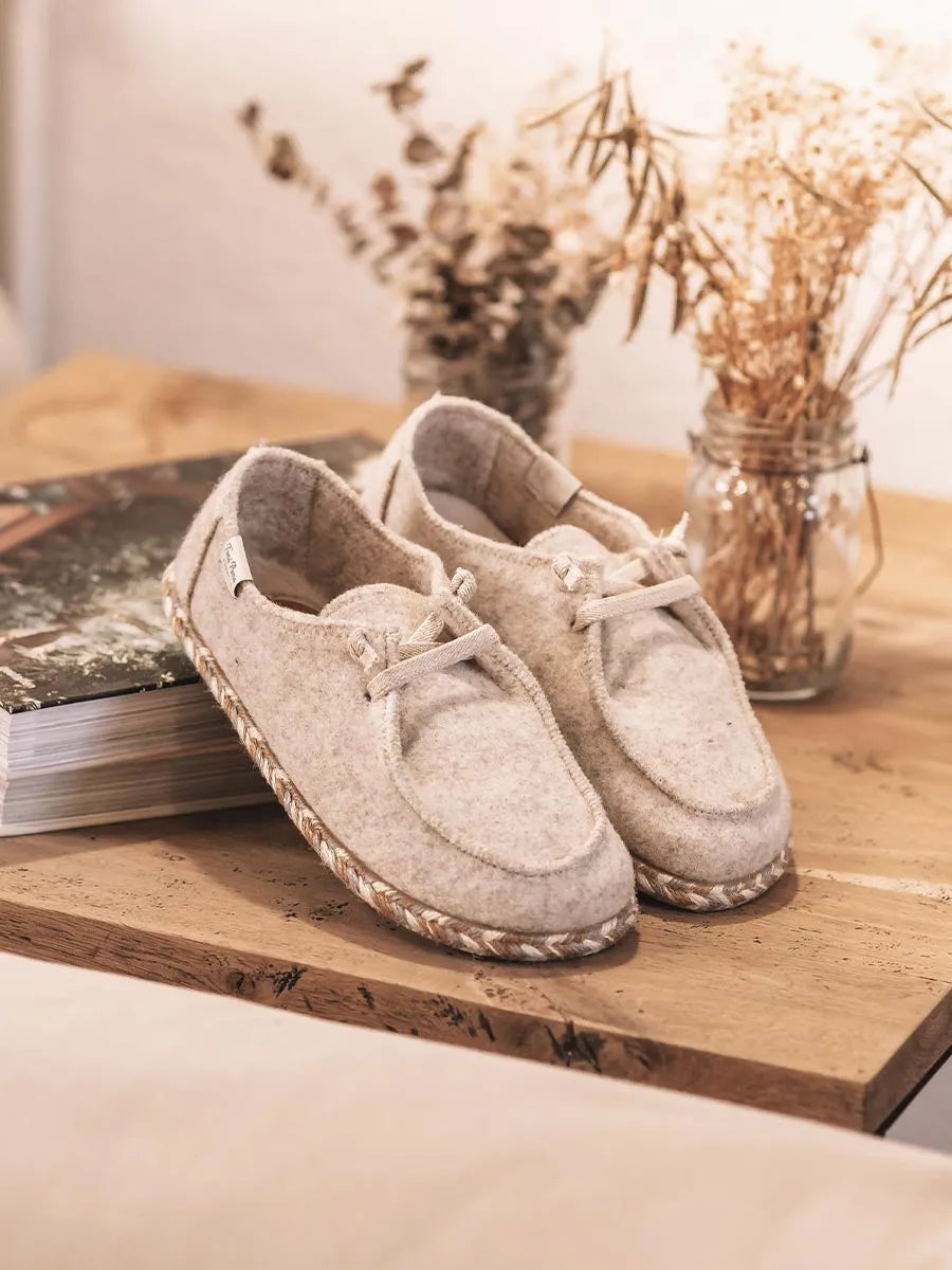 zapatillas de casa mujer - Zapatilla de casa para mujer en fieltro con cordones | DEMI-FP  - Toni Pons
