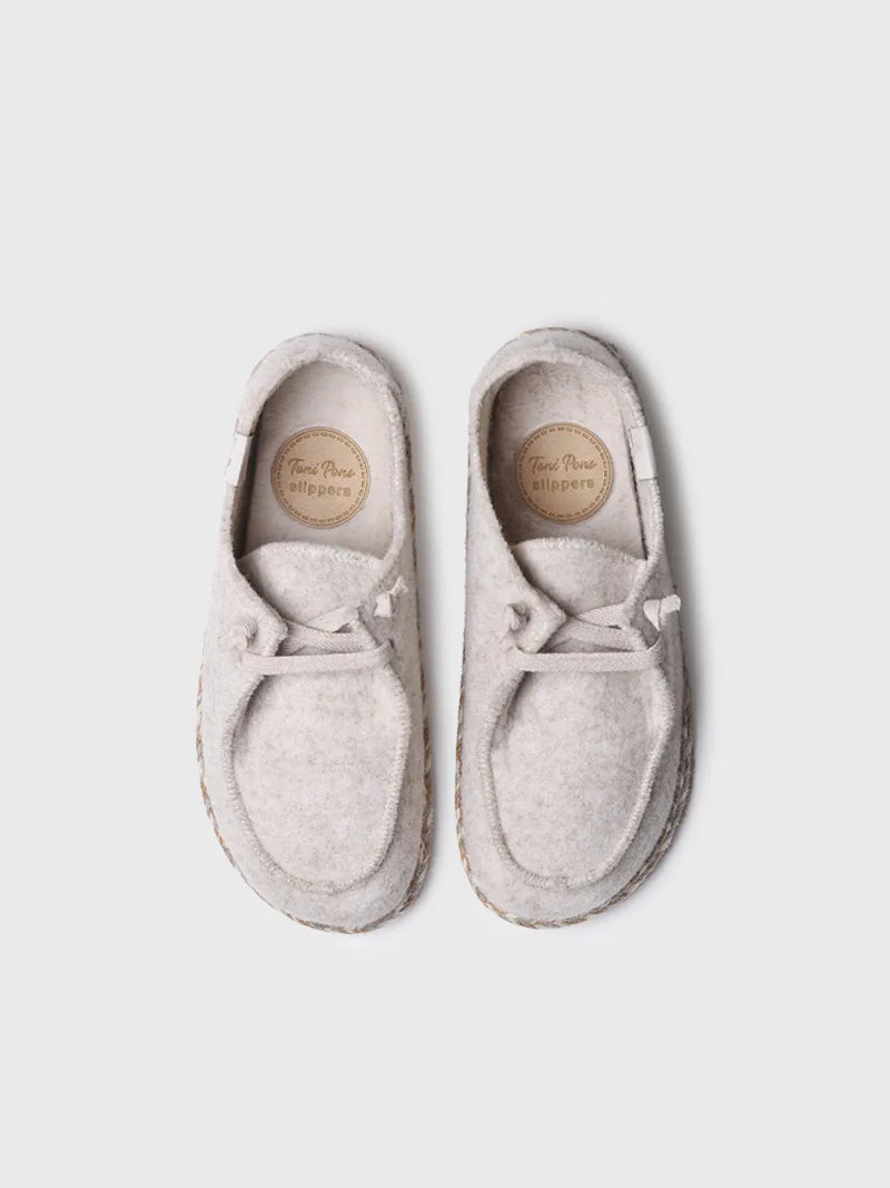 zapatillas de casa mujer - Zapatilla de casa para mujer en fieltro con cordones | DEMI-FP  - Toni Pons  