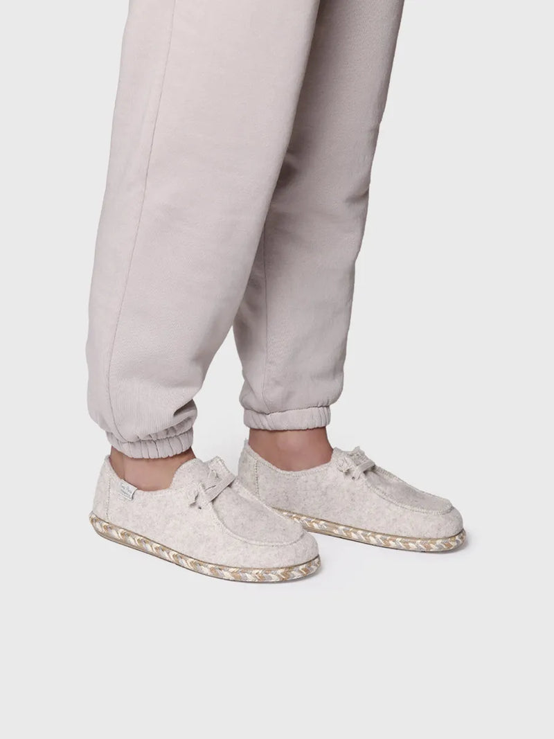 zapatillas de casa mujer - Zapatilla de casa para mujer en fieltro con cordones | DEMI-FP  - Toni Pons  