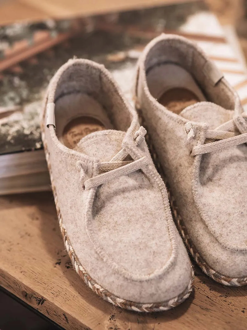 zapatillas de casa mujer - Zapatilla de casa para mujer en fieltro con cordones | DEMI-FP  - Toni Pons  
