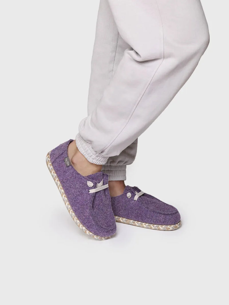 zapatillas de casa mujer - Zapatilla de casa para mujer en fieltro con cordones | DEMI-FP  - Toni Pons  