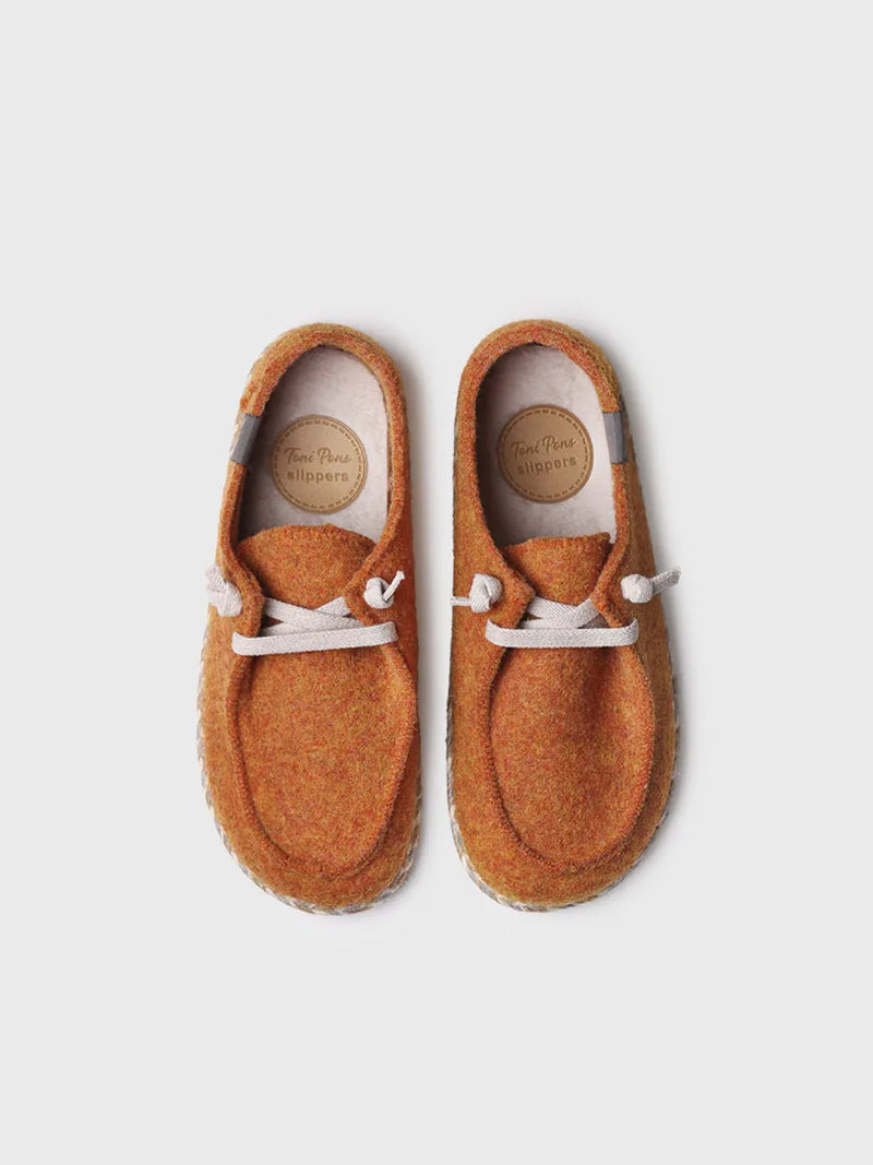 zapatillas de casa mujer - Zapatilla de casa para mujer en fieltro con cordones | DEMI-FP  - Toni Pons  
