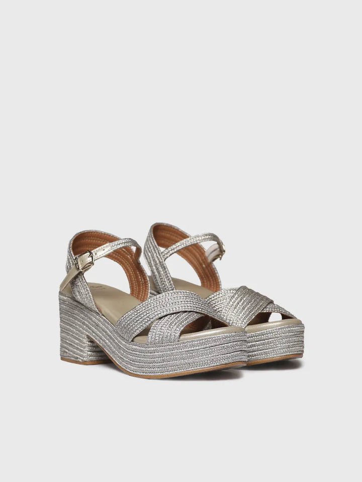  - Alpargatas de tacón de mujer en tejido metalizado trenzado | DESIREE  - Toni Pons  