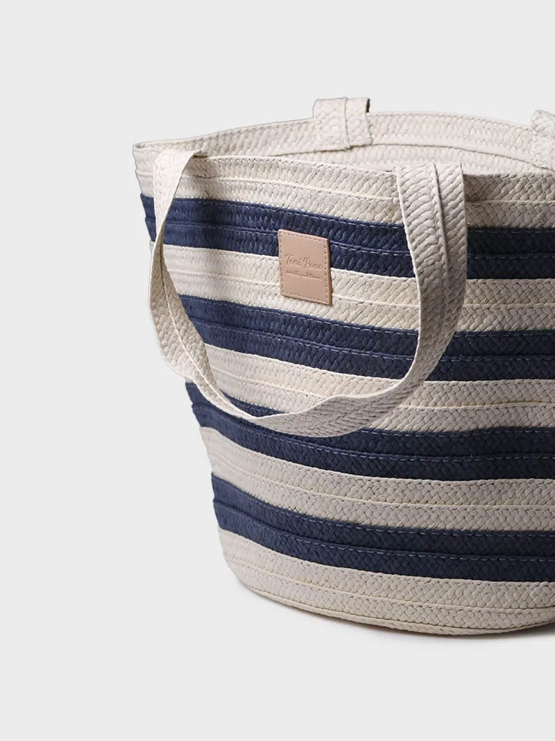 Complementos - Bolso grande de mujer en rafia con rayas marineras | DESI  - Toni Pons  