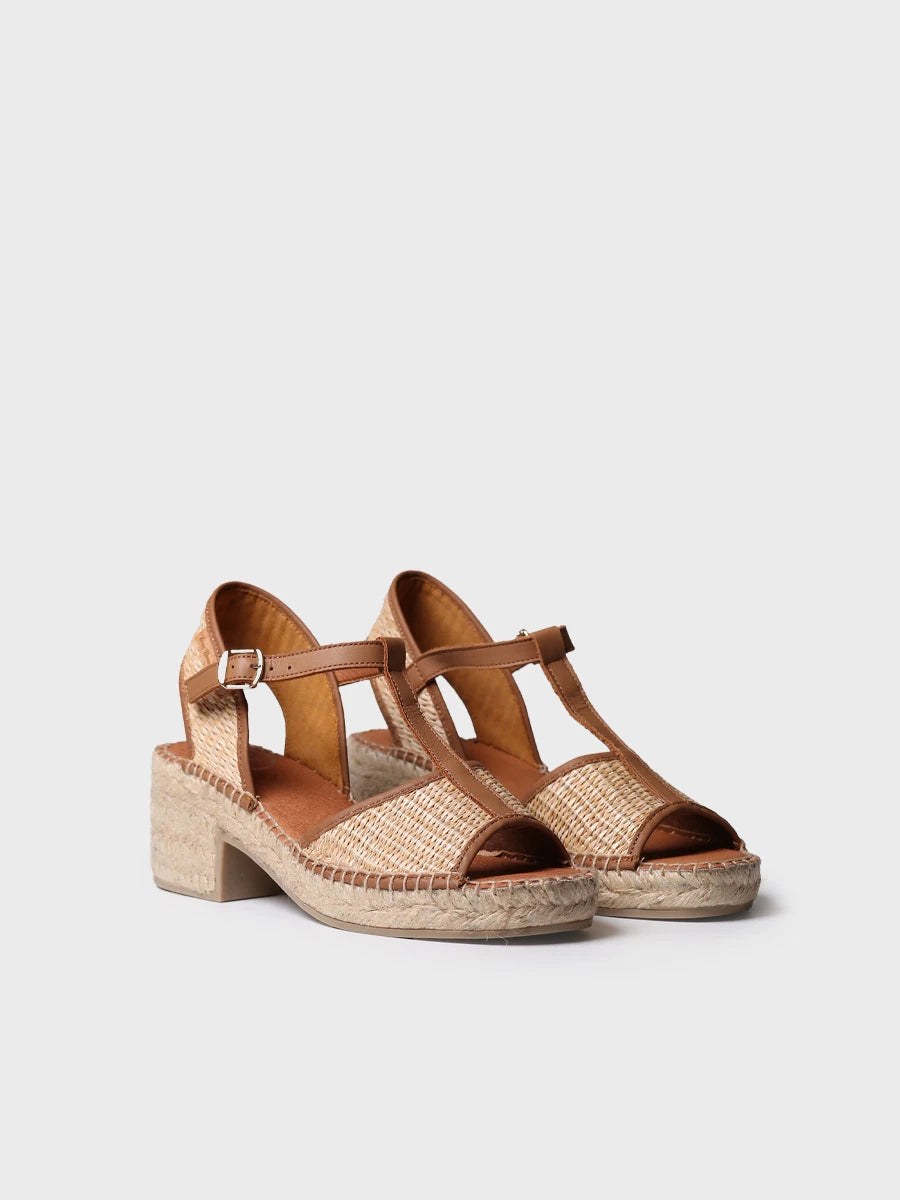  - Alpargatas de tacón bajo de mujer en rafia y piel | DONATA-RP  - Toni Pons  