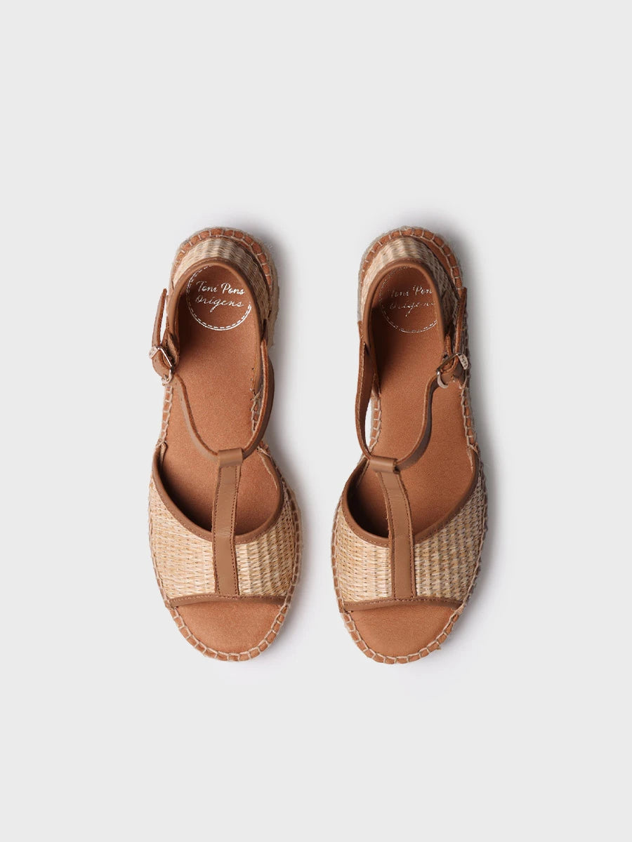  - Alpargatas de tacón bajo de mujer en rafia y piel | DONATA-RP  - Toni Pons  