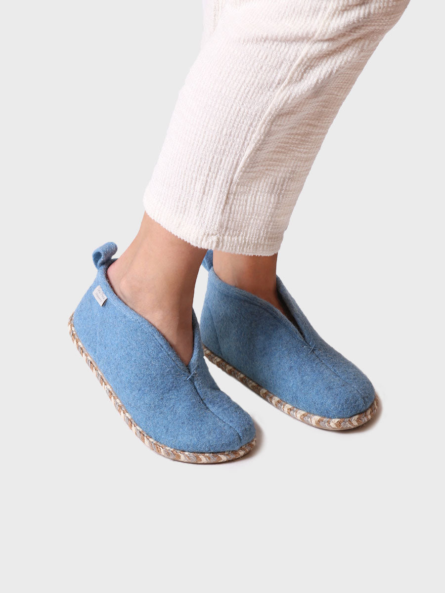 Slipper abotinada para mujer en fieltro en Nude | DORIA-FP