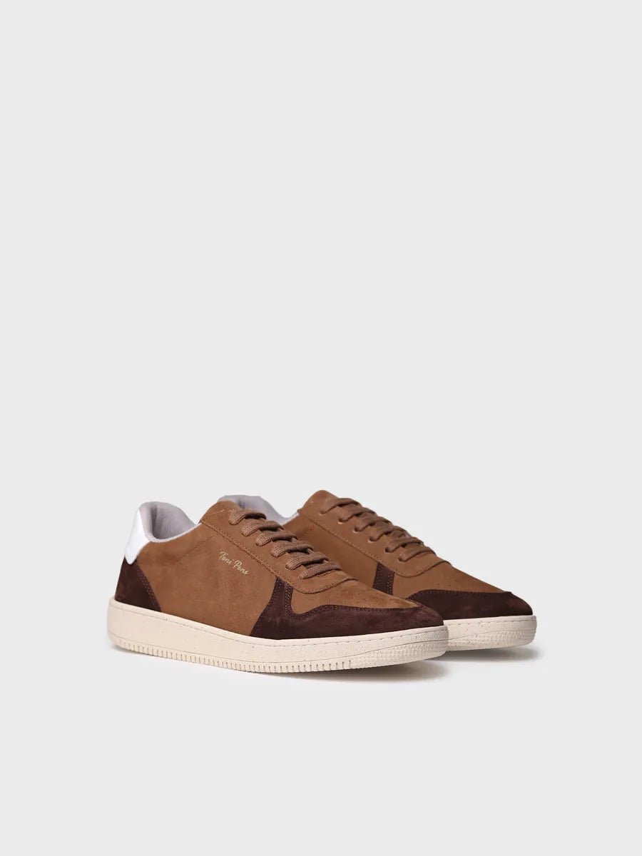 Baskets pour homme en daim camel 