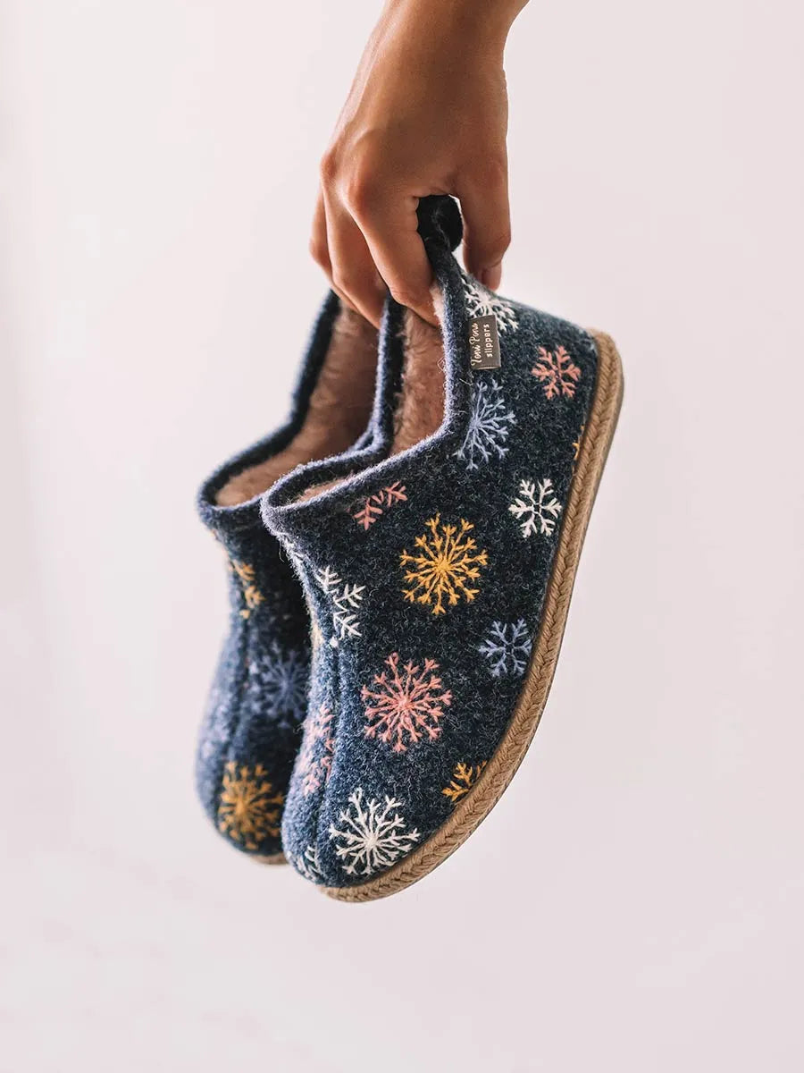 Slipper abotinada para mujer en fieltro | DUNA-CP