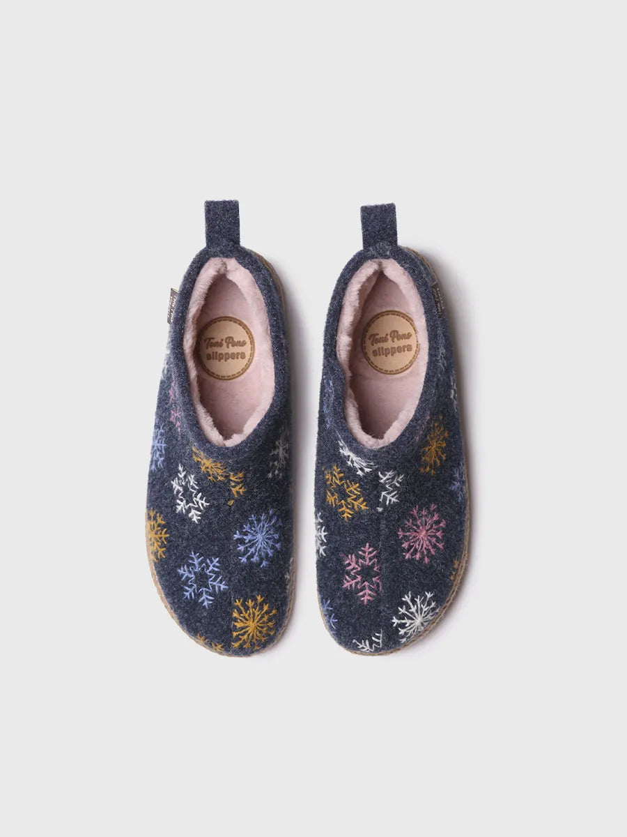 Slipper abotinada para mujer en fieltro | DUNA-CP