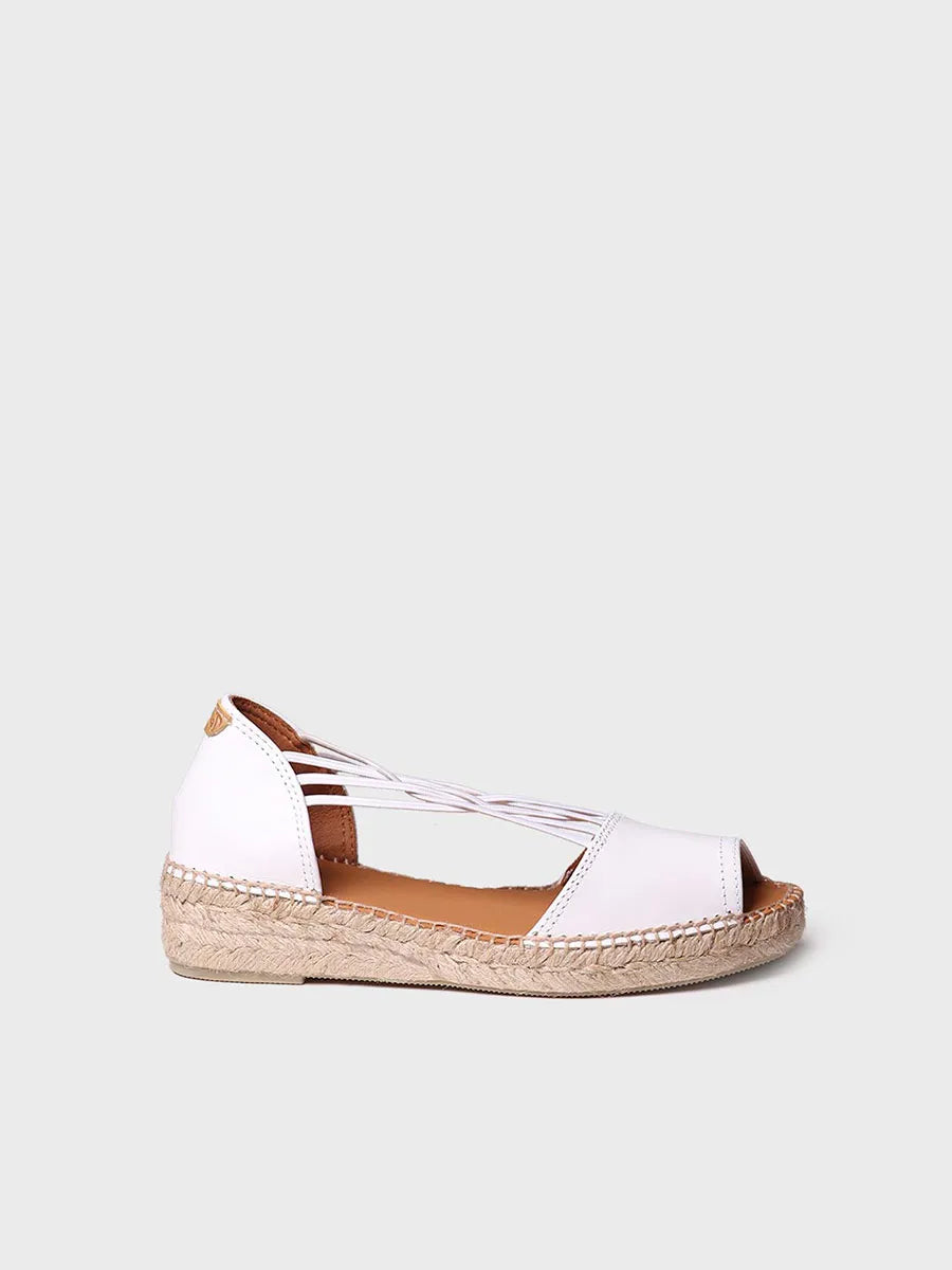 Women's leather sandal with elastics