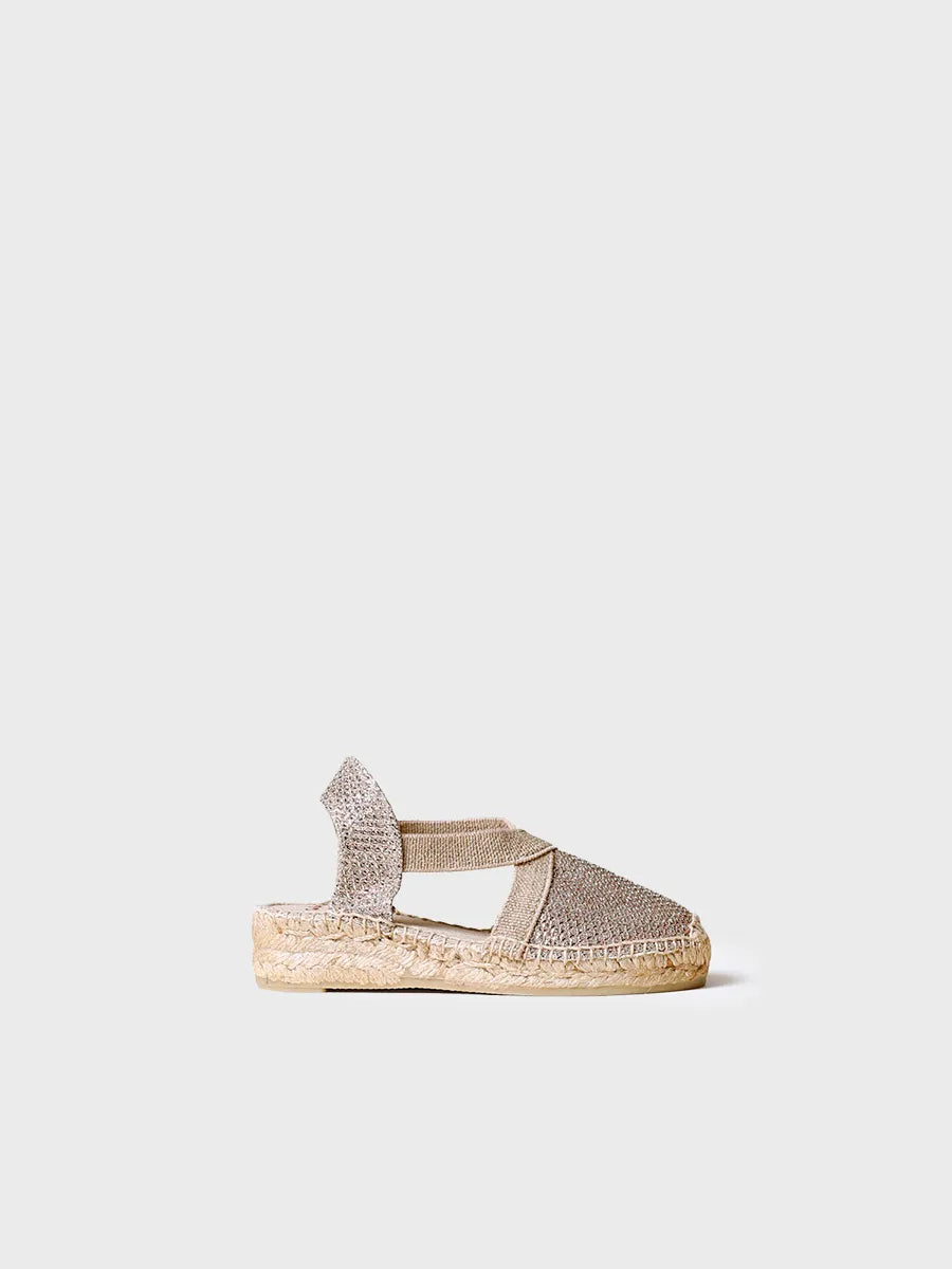 Golden espadrilles for girls with elastics