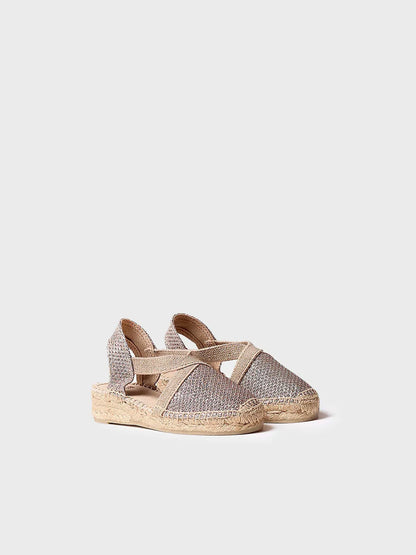 Golden espadrilles for girls with elastics