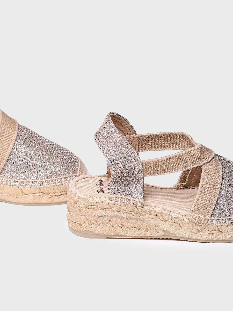 Golden espadrilles for girls with elastics