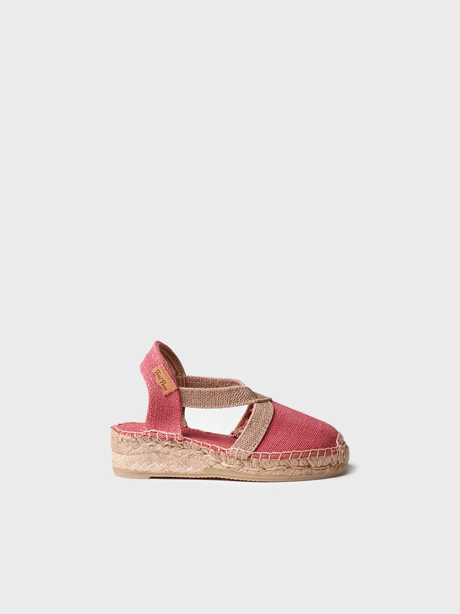 Children's espadrille in plain fabric with wedge and elastics