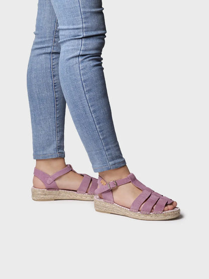 Sandales style méduses pour femme en croûte de cuir 