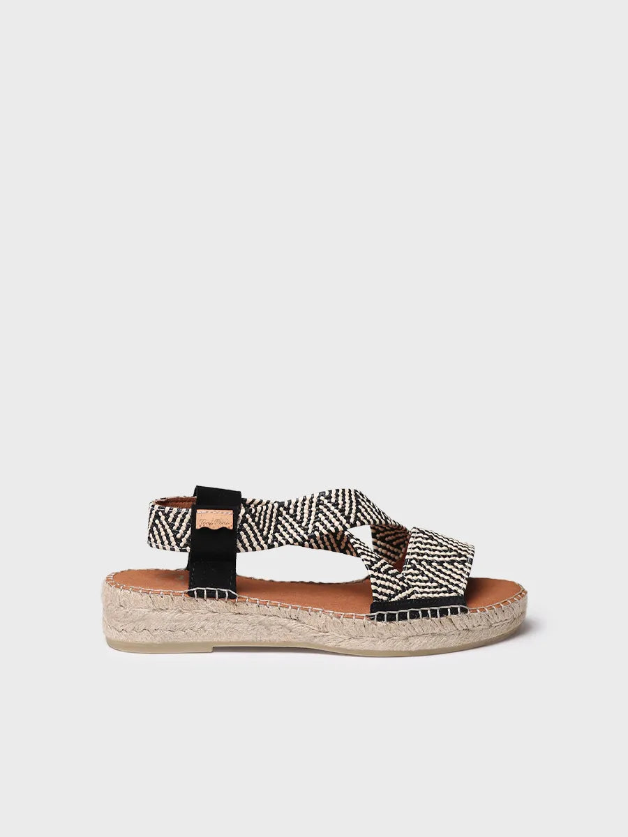 Women's open espadrille with multicolour elastics