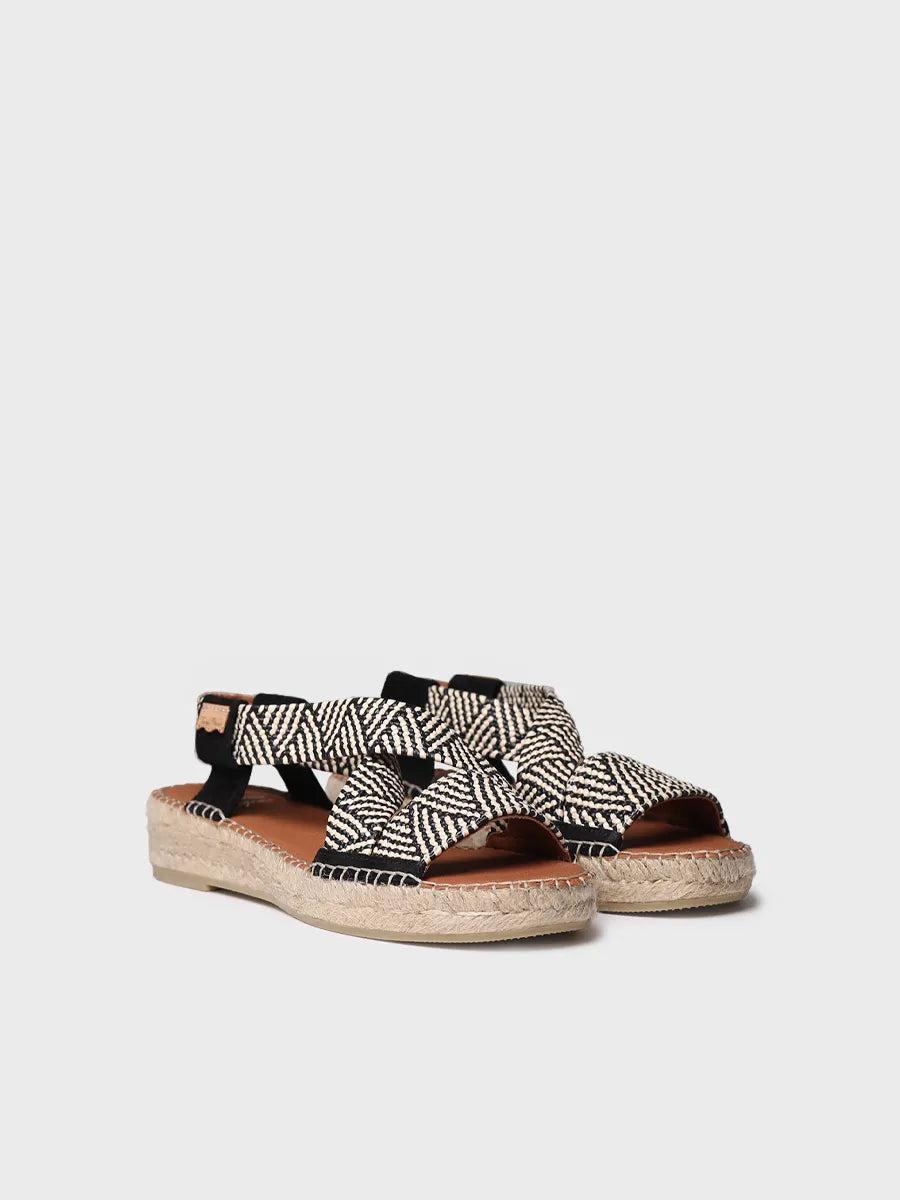 Women's open espadrille with multicolour elastics