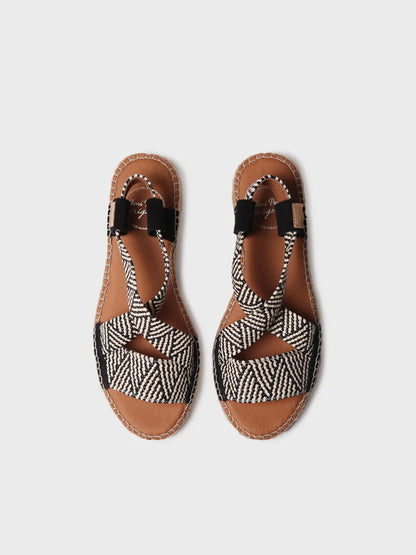 Women's open espadrille with multicolour elastics