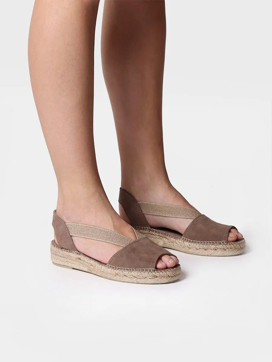 Espadrillas da donna senza tacco in pelle scamosciata 