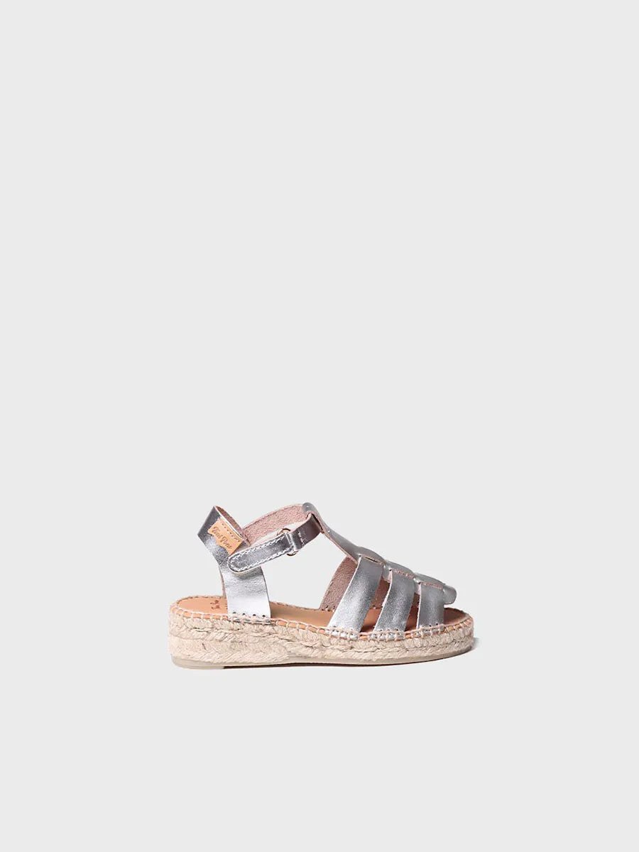 Girl's crab sandal in Silver colour - ELMA