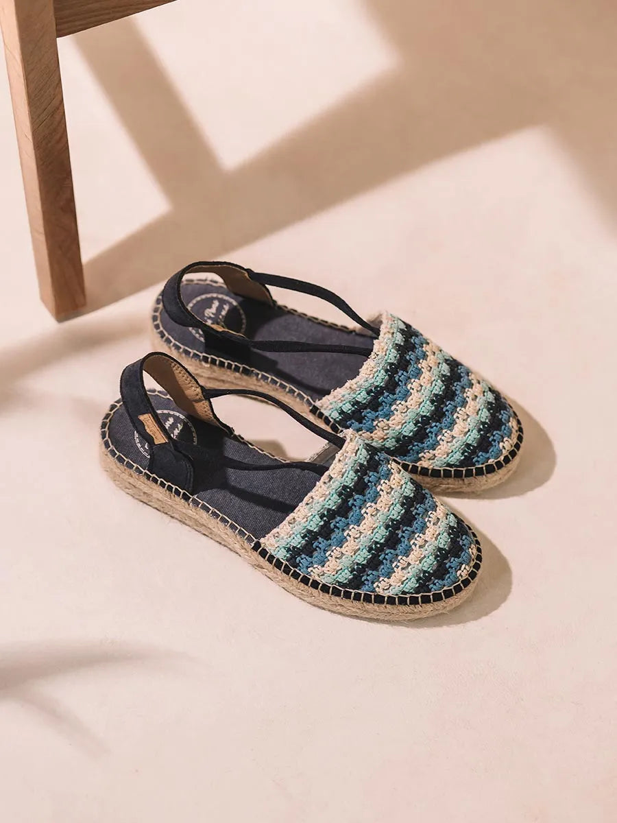 Alpargata plana de mujer en crochet multicolor | EMILIA