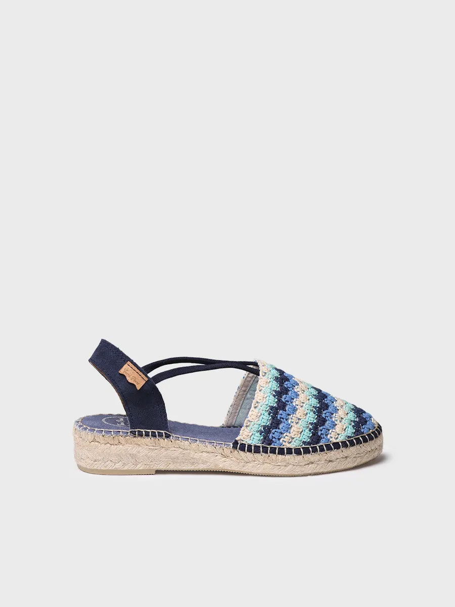 Flat women's espadrille in multicolour crochet