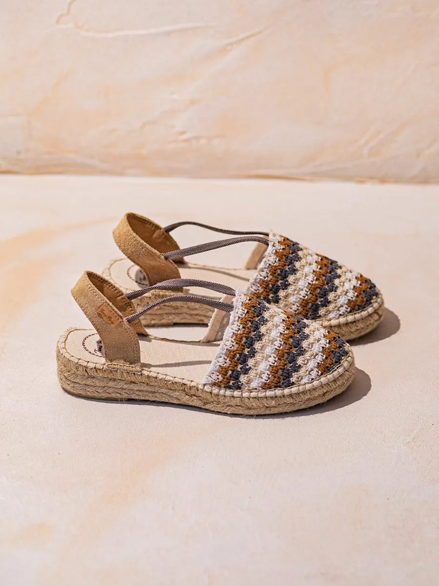 Alpargata plana de mujer en crochet multicolor | EMILIA
