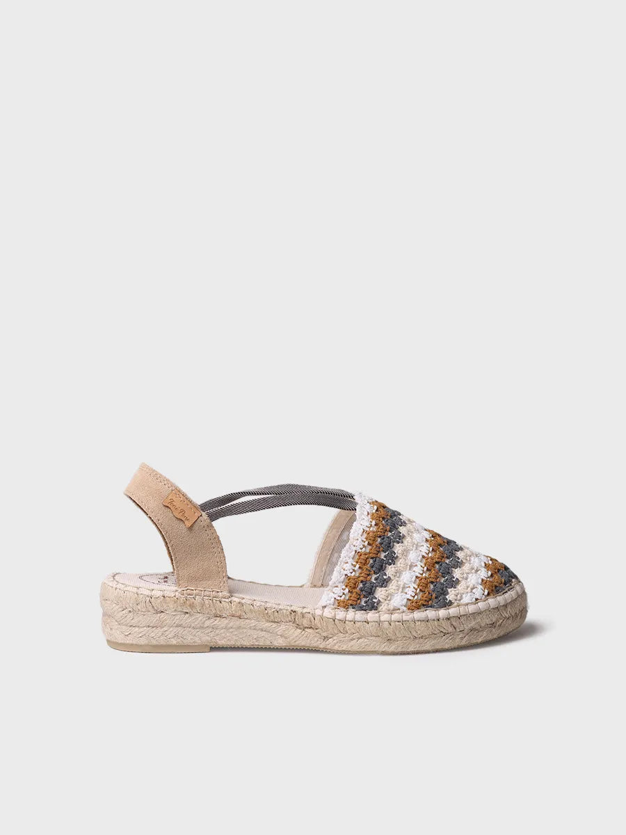 Flat women's espadrille in multicolour crochet