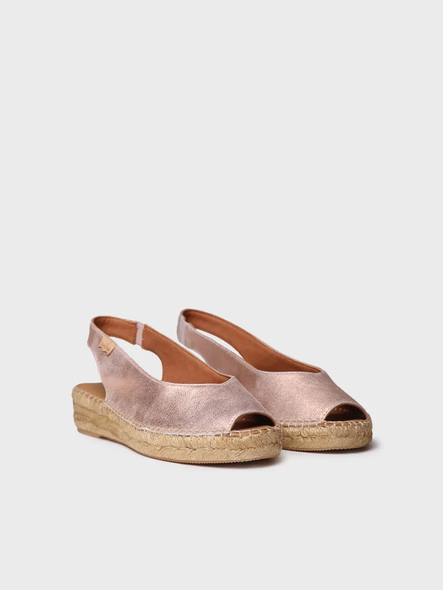 Espadrilles à bout ouvert pour femme en cuir brillant 