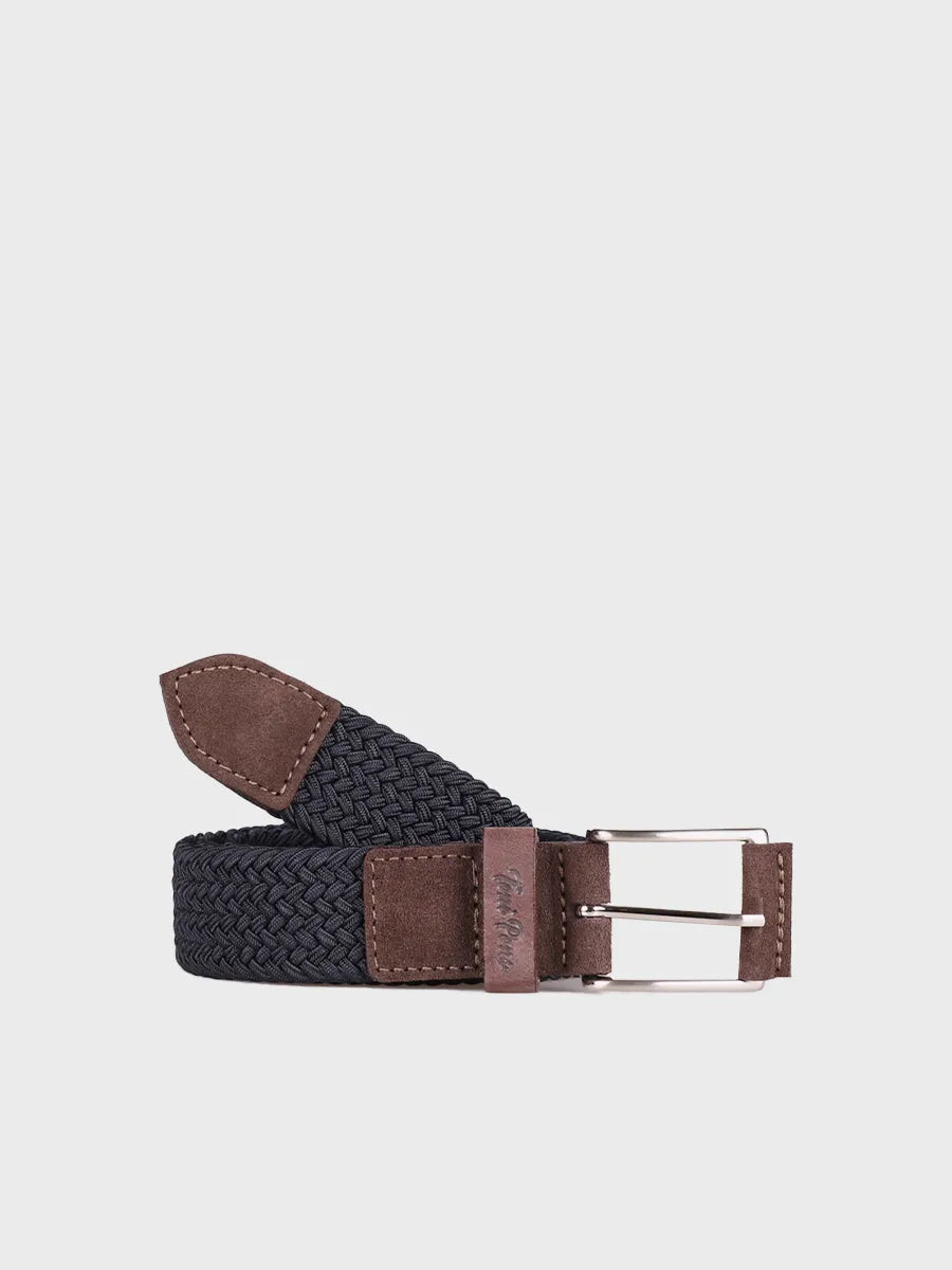 Men's leather and fabric belt